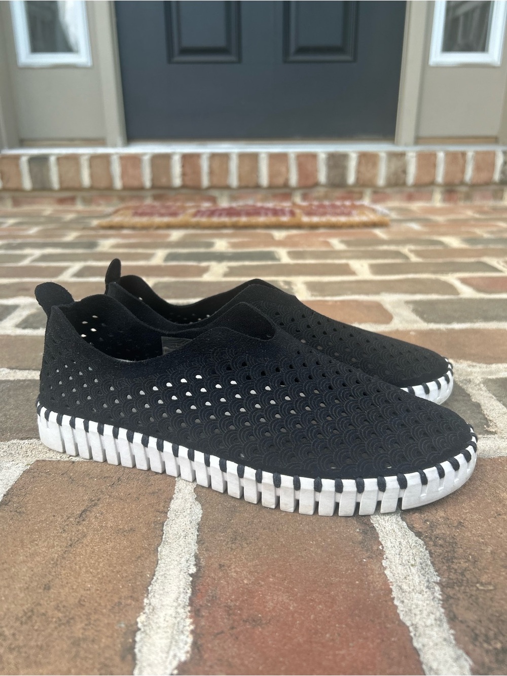 Ilse Jacobsen Tulip black suede cutout slip on minimalist flats 37 6.5 7 - Picture 2 of 10